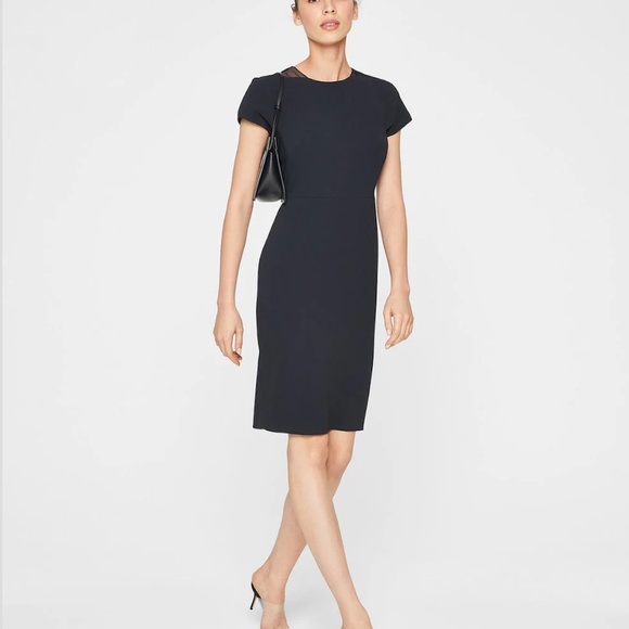 Sheer Detail Sheath Dress - Brand New - NEVER WORN - Black